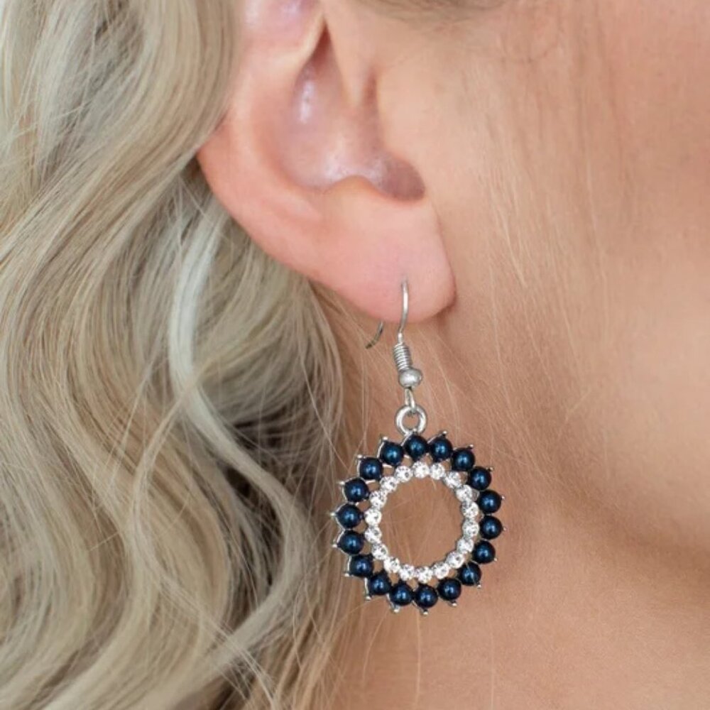Paparazzi Jewelry Accessories - Wreathed In Radiance - Blue Earrings - Vintage